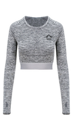 Load image into Gallery viewer, Womens Long Sleeved Crop Top - Black Slate Melange
