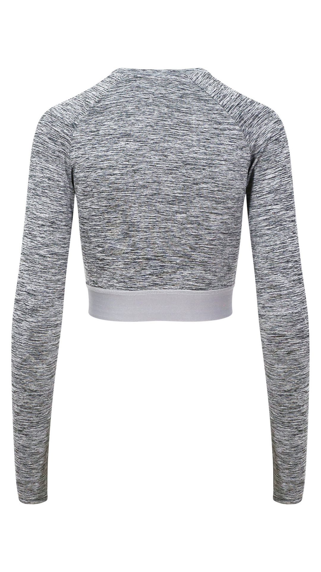 Womens Long Sleeved Crop Top - Black Slate Melange