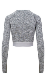 Load image into Gallery viewer, Womens Long Sleeved Crop Top - Black Slate Melange
