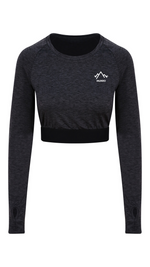 Load image into Gallery viewer, Womens Long Sleeved Crop Top - Grey Melange
