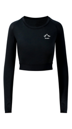Load image into Gallery viewer, Womens Long Sleeved Crop Top - Black Slate Melange
